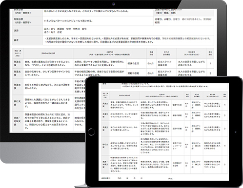 個別支援計画の作成画面